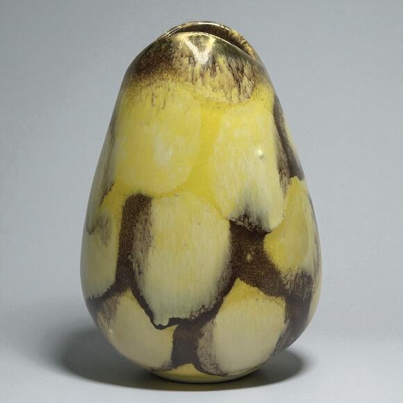 VTG Bay Keramik West Germany 582/12 Yellow Brown Drip Glaze Vase 5" - Picture 7 of 16